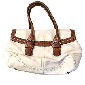 Vintage Coach Soho Flap 2 Tone White/ Brown Leather Purse